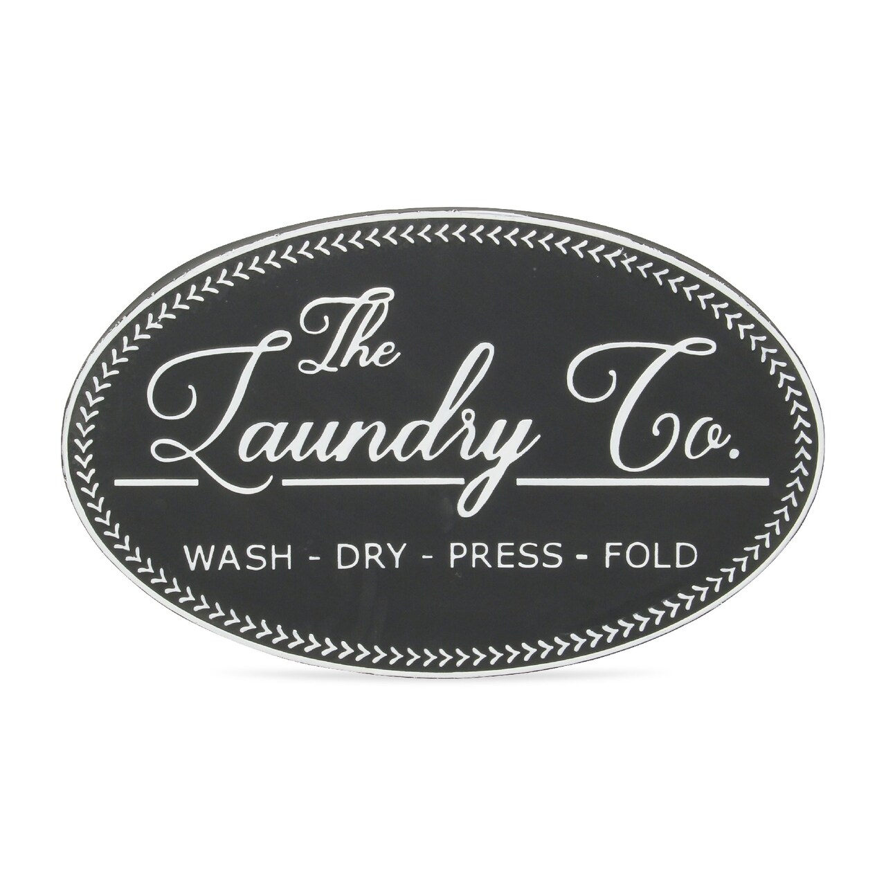 Contemporary Home Living 22” Black and White Calix Rustic Laundry Co Wall Sign